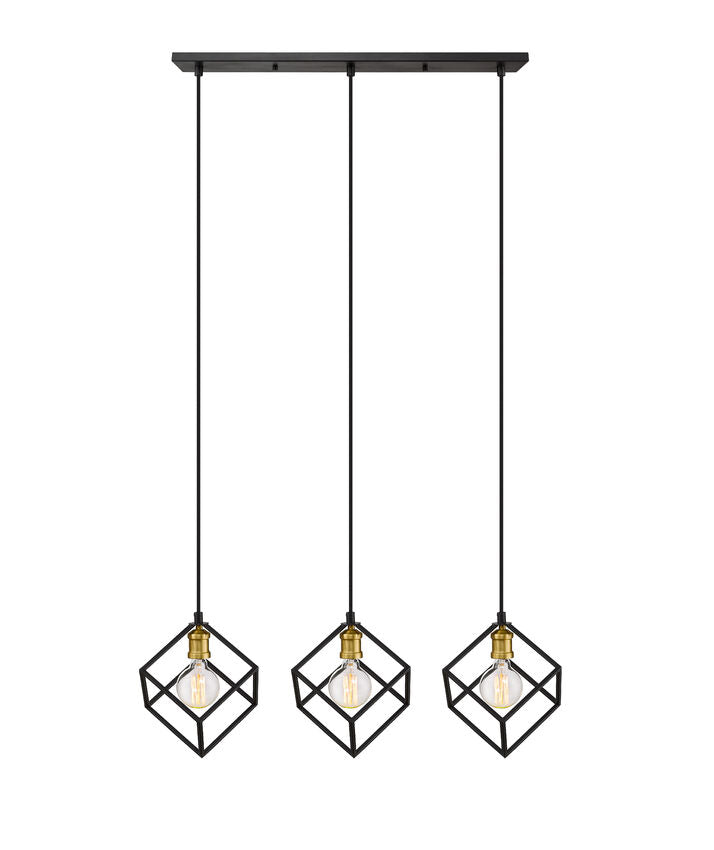Z-Lite Vertical 10" 3-Light Bronze and Olde Brass Steel Island Light
