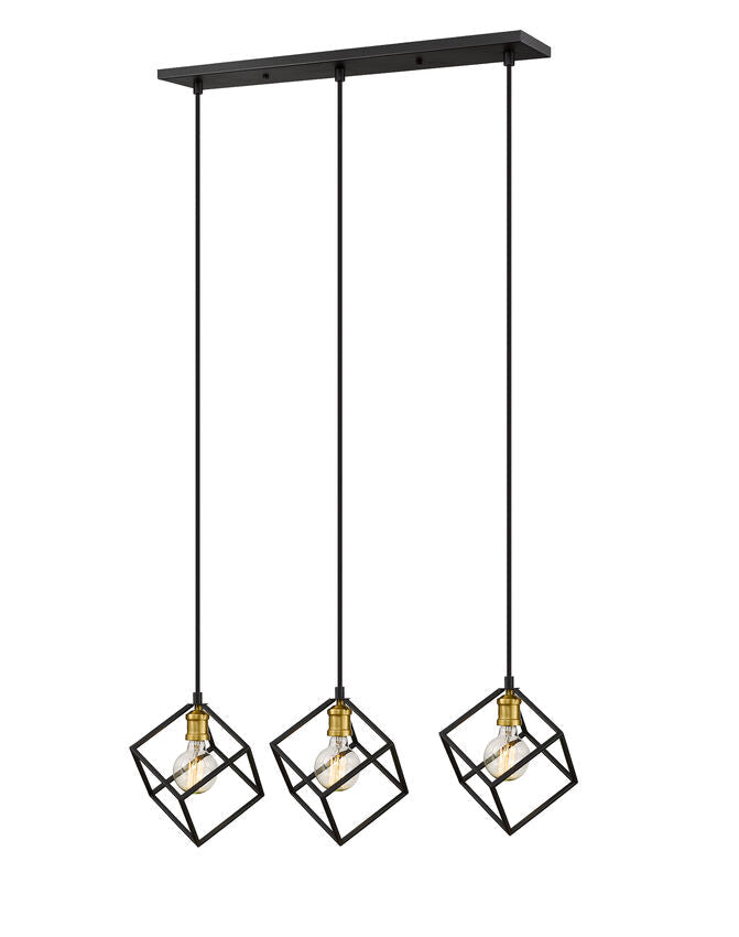 Z-Lite Vertical 10" 3-Light Bronze and Olde Brass Steel Island Light
