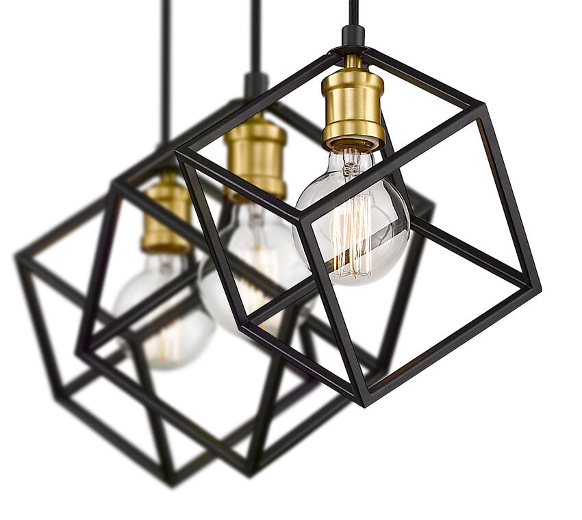 Z-Lite Vertical 10" 3-Light Bronze and Olde Brass Steel Island Light