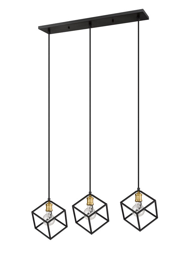 Z-Lite Vertical 10" 3-Light Bronze and Olde Brass Steel Island Light
