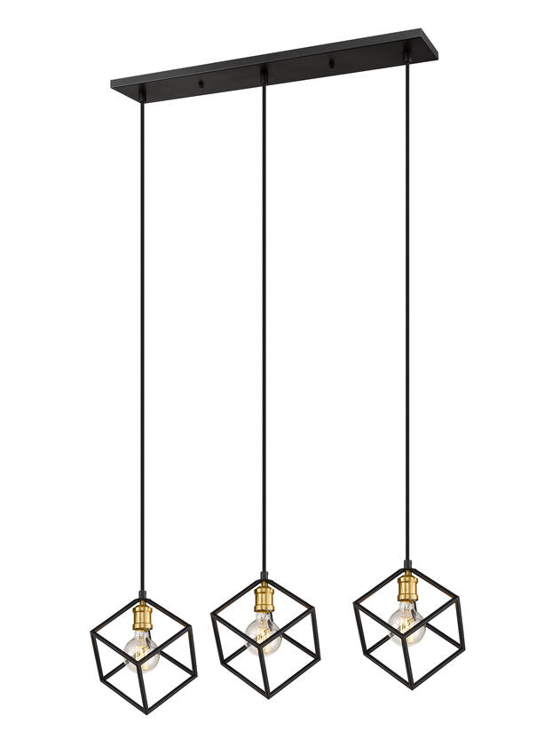 Z-Lite Vertical 10" 3-Light Bronze and Olde Brass Steel Island Light