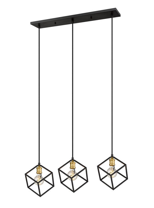 Z-Lite Vertical 10" 3-Light Bronze and Olde Brass Steel Island Light