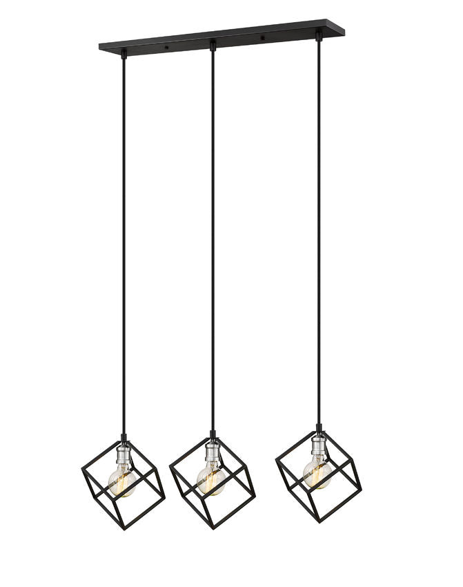 Z-Lite Vertical 10" 3-Light Matte Black and Brushed Nickel Steel Island Light