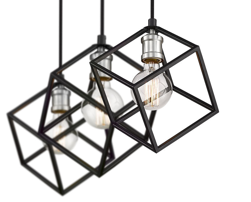 Z-Lite Vertical 10" 3-Light Matte Black and Brushed Nickel Steel Island Light