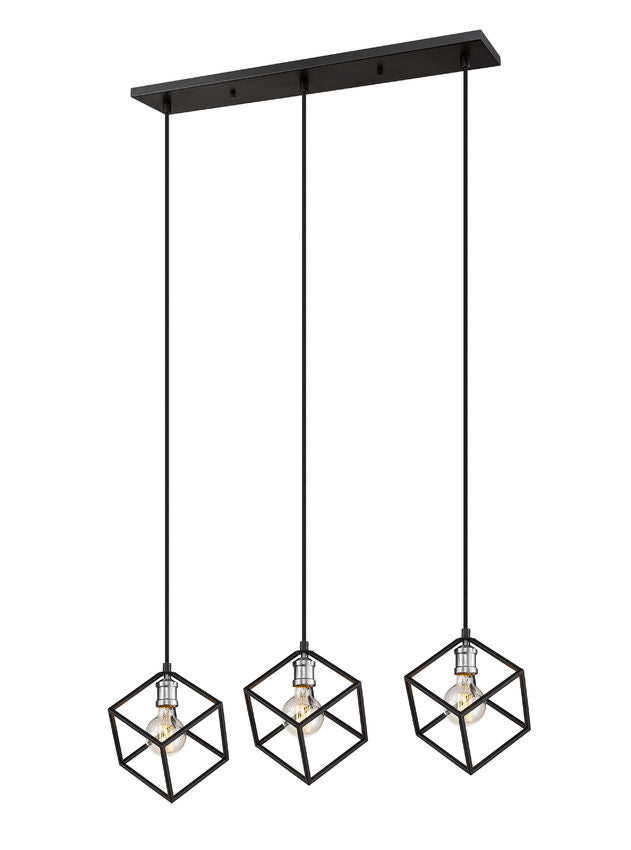 Z-Lite Vertical 10" 3-Light Matte Black and Brushed Nickel Steel Island Light