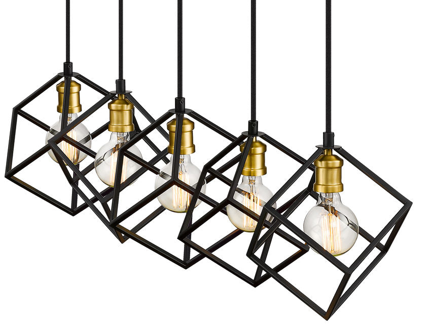Z-Lite Vertical 10" 5-Light Bronze and Olde Brass Steel Island Light