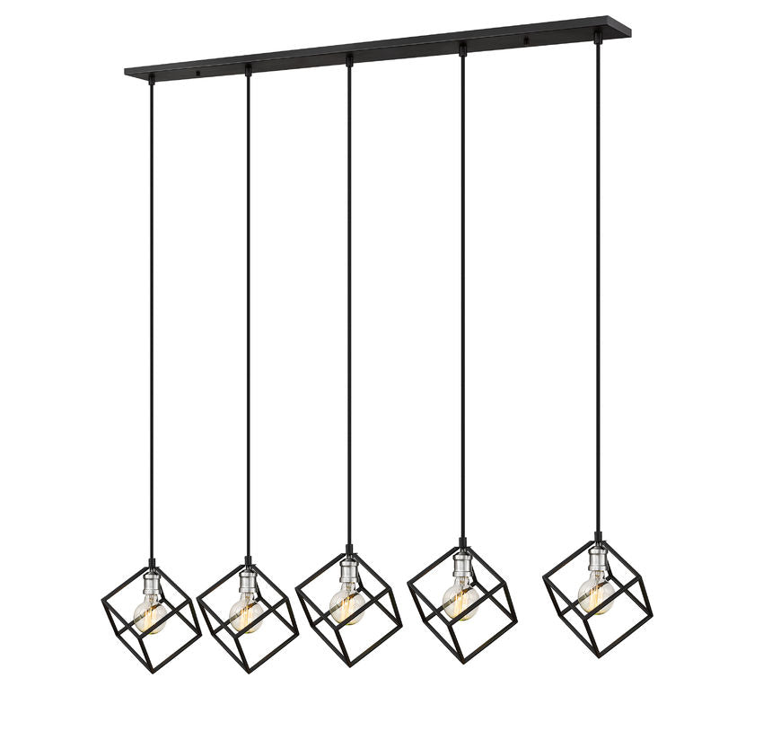 Z-Lite Vertical 10" 5-Light Matte Black and Brushed Nickel Steel Island Light