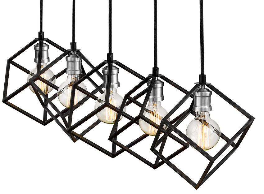 Z-Lite Vertical 10" 5-Light Matte Black and Brushed Nickel Steel Island Light