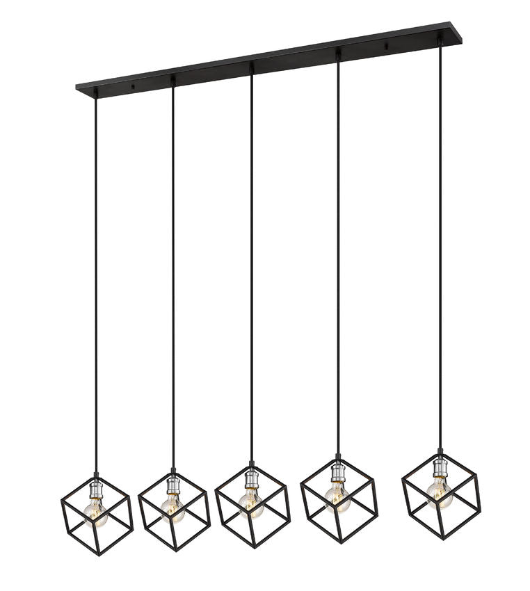 Z-Lite Vertical 10" 5-Light Matte Black and Brushed Nickel Steel Island Light