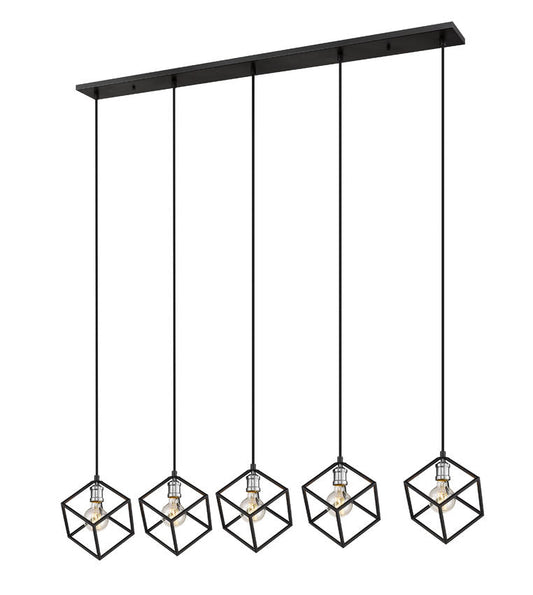 Z-Lite Vertical 10" 5-Light Matte Black and Brushed Nickel Steel Island Light