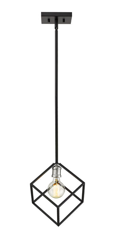 Z-Lite Vertical 11" 1-Light Matte Black and Brushed Nickel Pendant Light