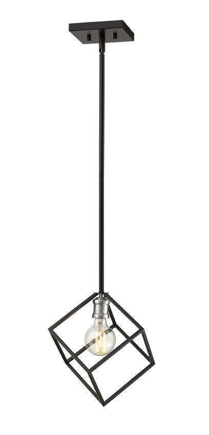 Z-Lite Vertical 11" 1-Light Matte Black and Brushed Nickel Pendant Light