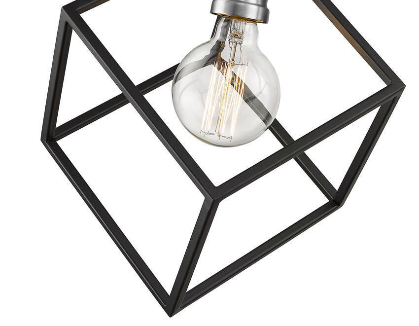 Z-Lite Vertical 11" 1-Light Matte Black and Brushed Nickel Pendant Light