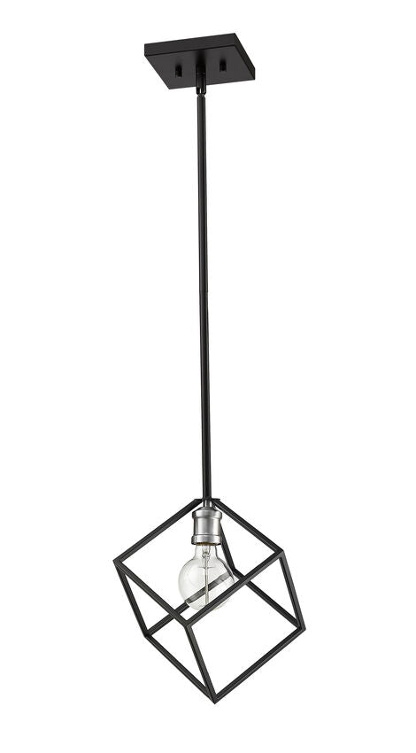 Z-Lite Vertical 11" 1-Light Matte Black and Brushed Nickel Pendant Light