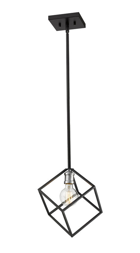 Z-Lite Vertical 11" 1-Light Matte Black and Brushed Nickel Pendant Light