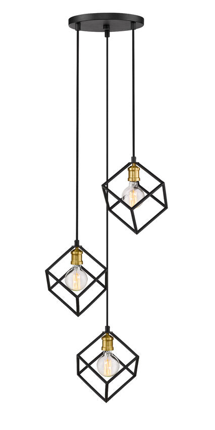 Z-Lite Vertical 18" 3-Light Bronze and Olde Brass Pendant Light
