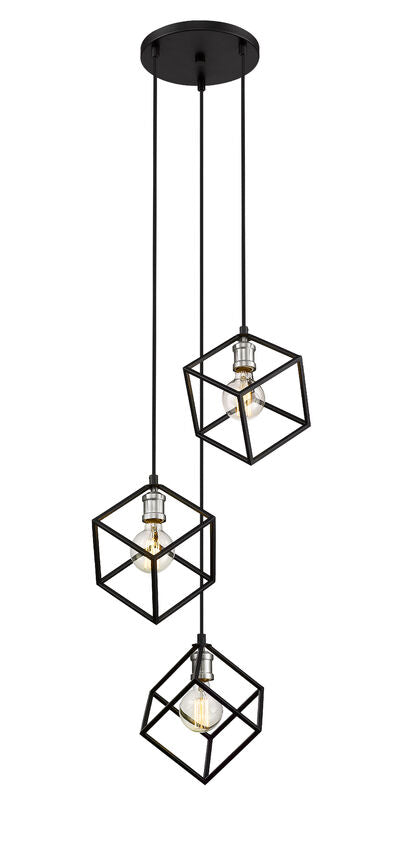 Z-Lite Vertical 18" 3-Light Matte Black and Brushed Nickel Pendant Light