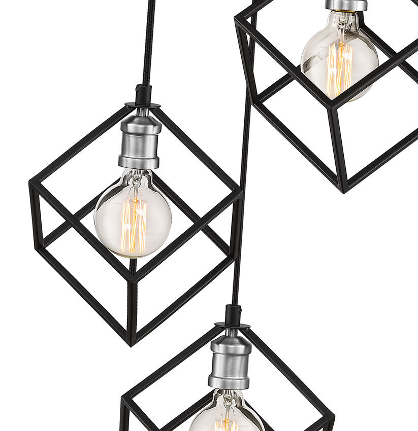 Z-Lite Vertical 18" 3-Light Matte Black and Brushed Nickel Pendant Light