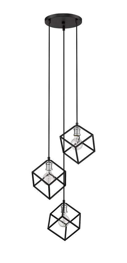 Z-Lite Vertical 18" 3-Light Matte Black and Brushed Nickel Pendant Light