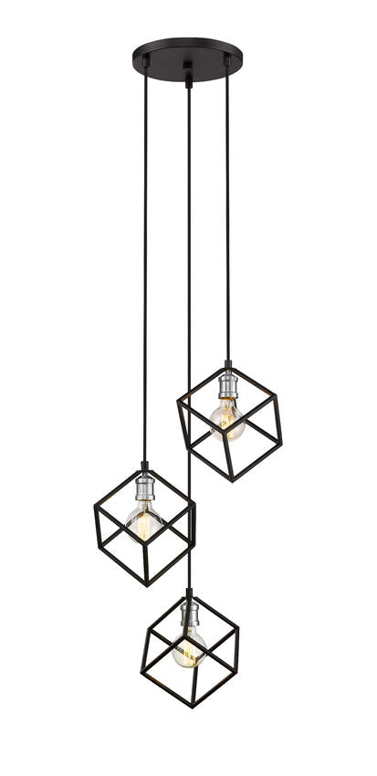 Z-Lite Vertical 18" 3-Light Matte Black and Brushed Nickel Pendant Light