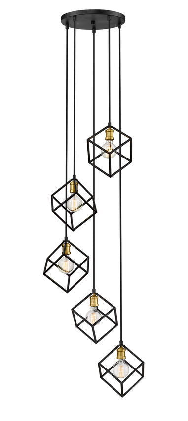 Z-Lite Vertical 21" 5-Light Bronze and Olde Brass Pendant Light