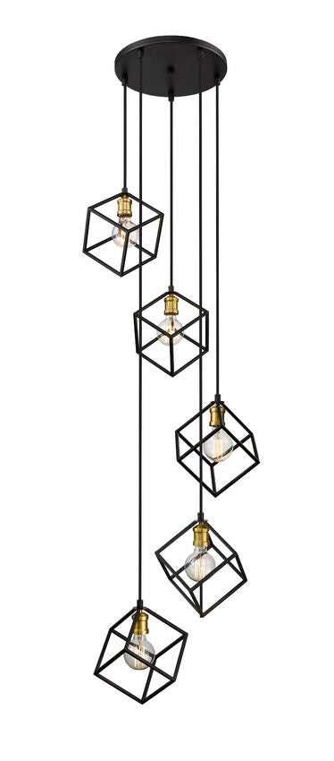 Z-Lite Vertical 21" 5-Light Bronze and Olde Brass Pendant Light
