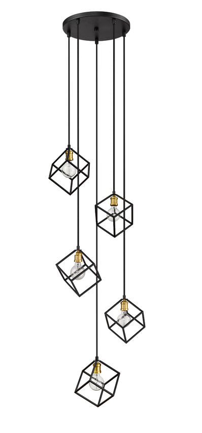 Z-Lite Vertical 21" 5-Light Bronze and Olde Brass Pendant Light