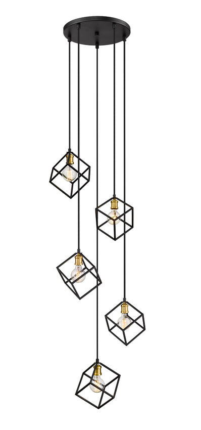 Z-Lite Vertical 21" 5-Light Bronze and Olde Brass Pendant Light