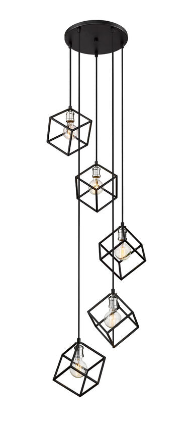 Z-Lite Vertical 21" 5-Light Matte Black and Brushed Nickel Pendant Light