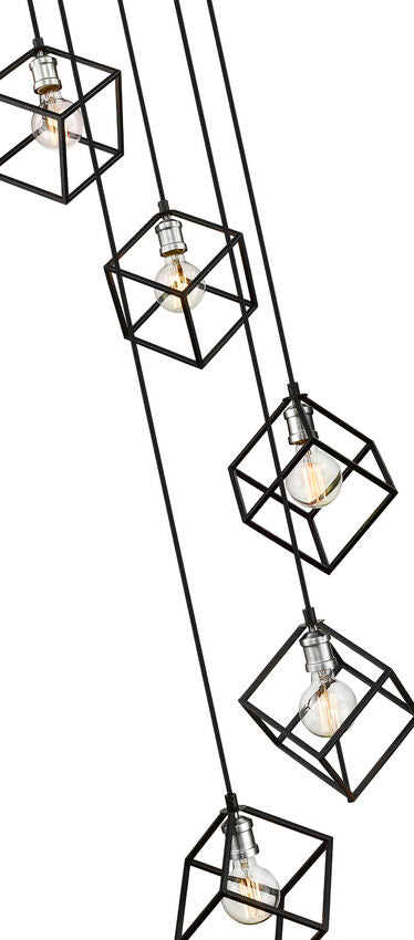 Z-Lite Vertical 21" 5-Light Matte Black and Brushed Nickel Pendant Light