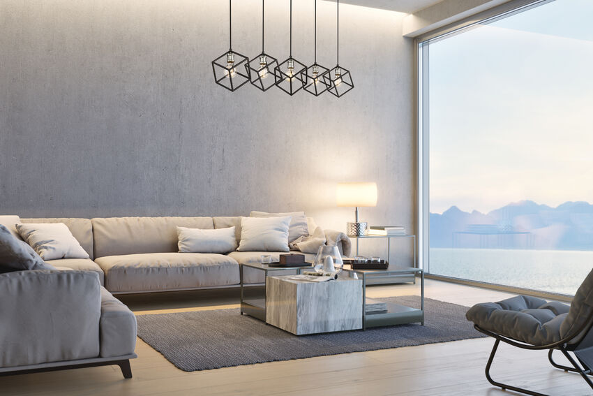 Z-Lite Vertical 21" 5-Light Matte Black and Brushed Nickel Pendant Light