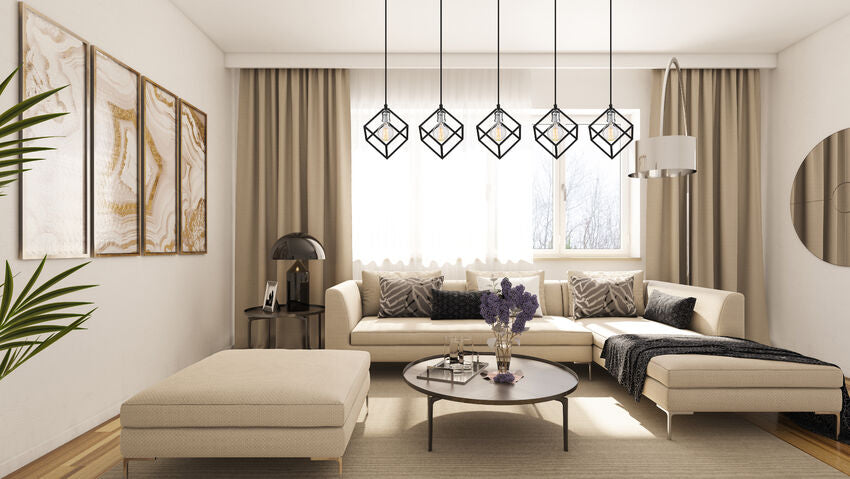 Z-Lite Vertical 21" 5-Light Matte Black and Brushed Nickel Pendant Light