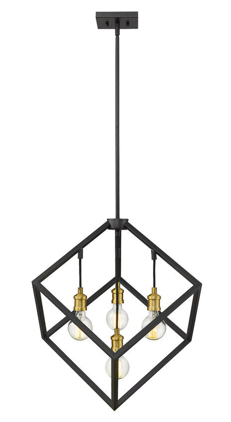 Z-Lite Vertical 24" 4-Light Bronze and Olde Brass Pendant Light
