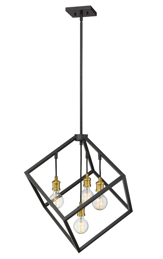Z-Lite Vertical 24" 4-Light Bronze and Olde Brass Pendant Light
