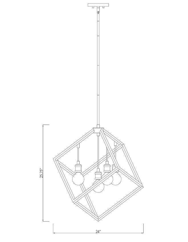 Z-Lite Vertical 24" 4-Light Bronze and Olde Brass Pendant Light