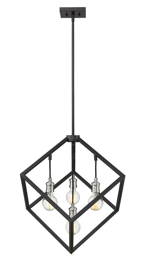 Z-Lite Vertical 24" 4-Light Matte Black and Brushed Nickel Pendant Light