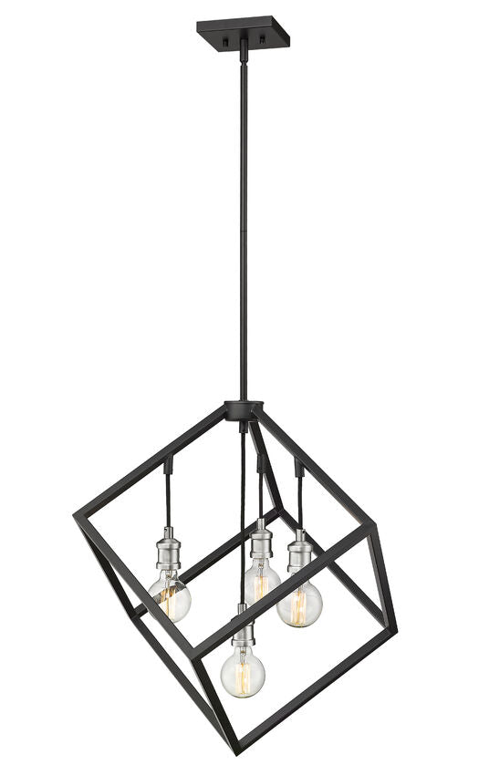 Z-Lite Vertical 24" 4-Light Matte Black and Brushed Nickel Pendant Light