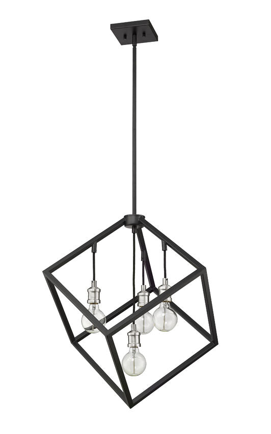 Z-Lite Vertical 24" 4-Light Matte Black and Brushed Nickel Pendant Light