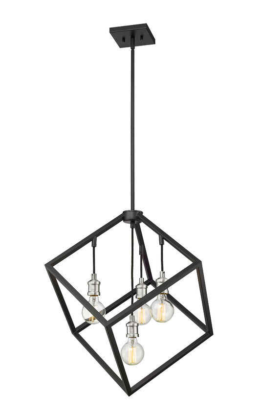 Z-Lite Vertical 24" 4-Light Matte Black and Brushed Nickel Pendant Light