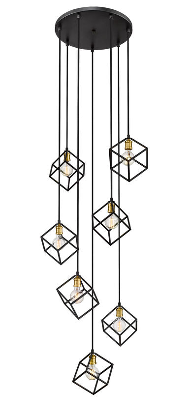 Z-Lite Vertical 24" 7-Light Bronze and Olde Brass Pendant Light