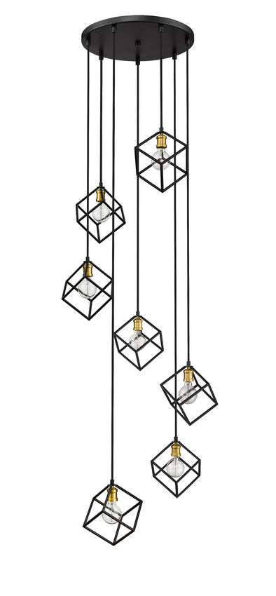 Z-Lite Vertical 24" 7-Light Bronze and Olde Brass Pendant Light