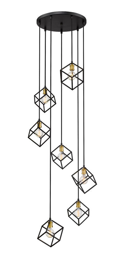 Z-Lite Vertical 24" 7-Light Bronze and Olde Brass Pendant Light