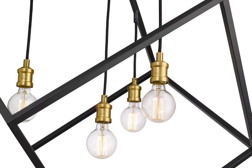 Z-Lite Vertical 34" 4-Light Bronze and Olde Brass Pendant Light