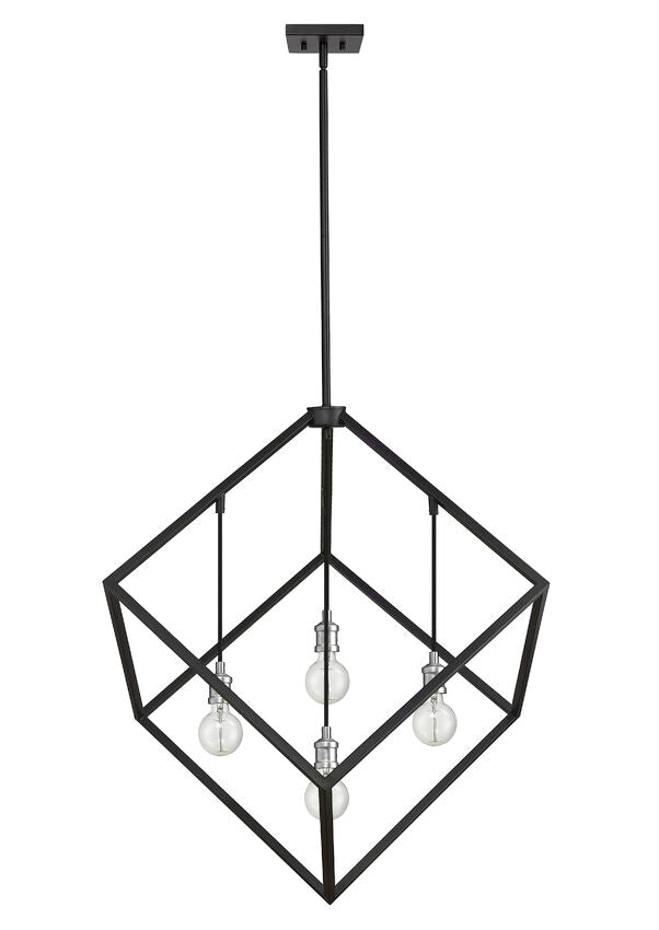 Z-Lite Vertical 34" 4-Light Matte Black and Brushed Nickel Pendant Light