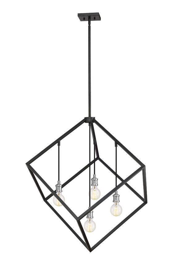 Z-Lite Vertical 34" 4-Light Matte Black and Brushed Nickel Pendant Light