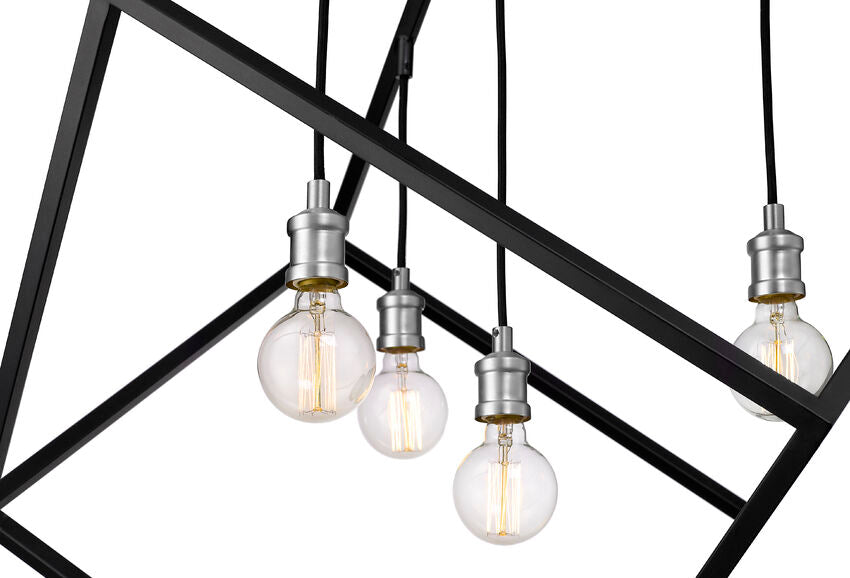Z-Lite Vertical 34" 4-Light Matte Black and Brushed Nickel Pendant Light