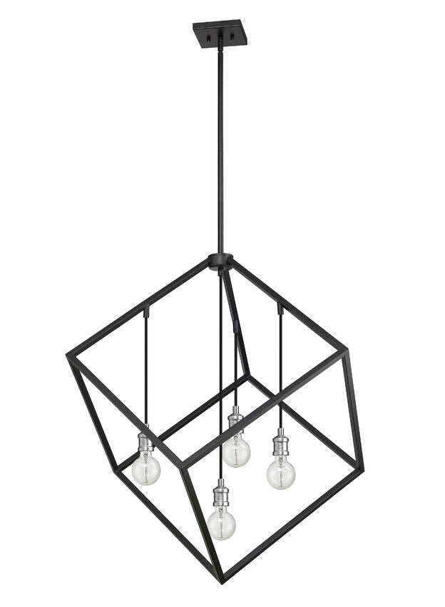 Z-Lite Vertical 34" 4-Light Matte Black and Brushed Nickel Pendant Light