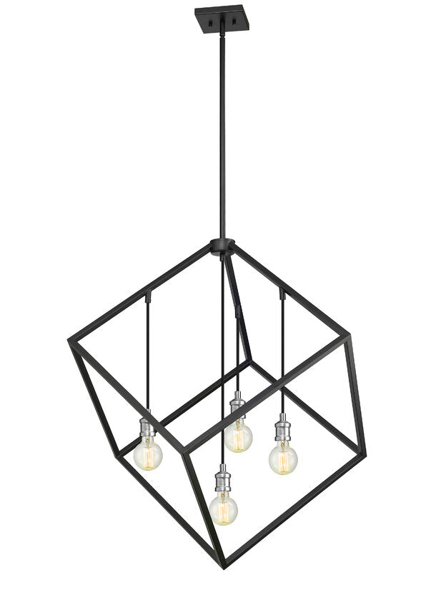 Z-Lite Vertical 34" 4-Light Matte Black and Brushed Nickel Pendant Light