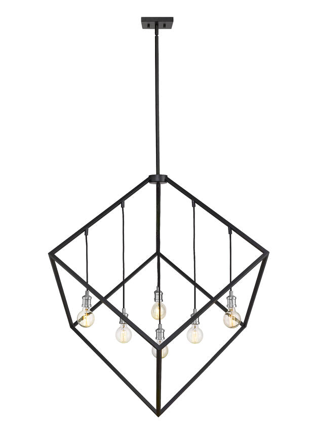 Z-Lite Vertical 44" 7-Light Matte Black and Brushed Nickel Pendant Light