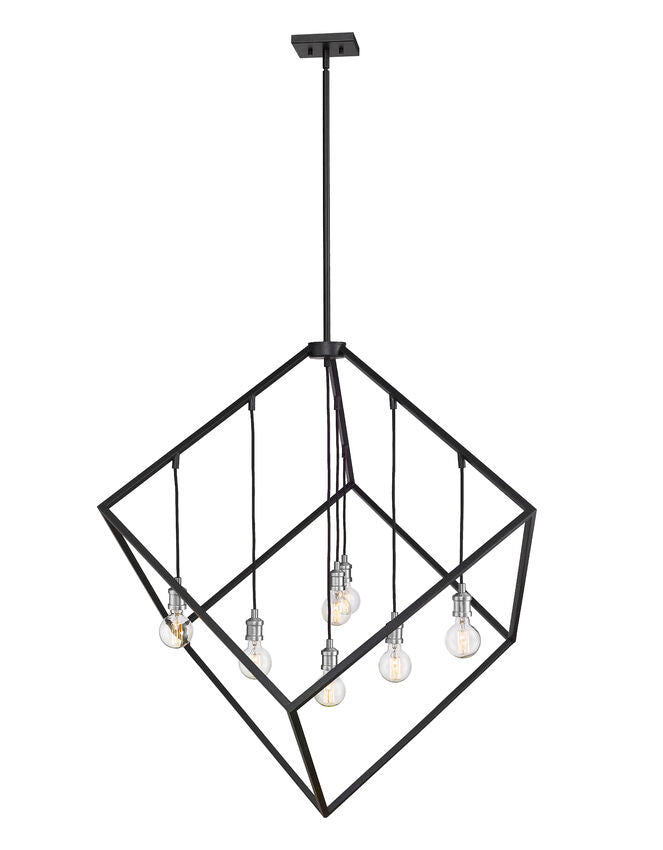 Z-Lite Vertical 44" 7-Light Matte Black and Brushed Nickel Pendant Light